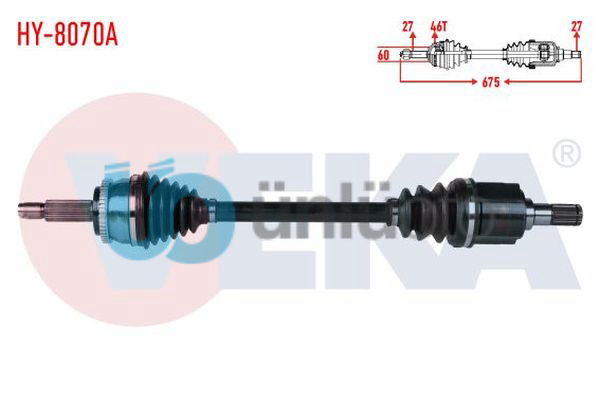 KOMPLE AKS SOL ON HYUNDAI I30 (FD) 1.6 CRDI A-T ABSLI 46 DIS UZUNLUK 675mm 2007-